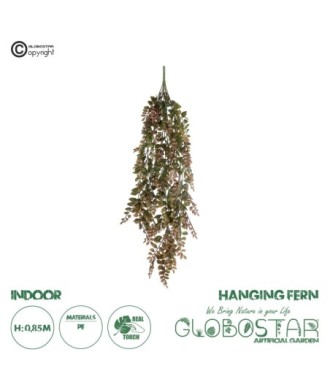 GloboStar® Artificial Garden HANGING FERN BRANCH  20828 Τεχνητό Διακοσμητικό Κρεμαστό κλαδί Φτέρης Μ30 x Π10 x Υ85cm